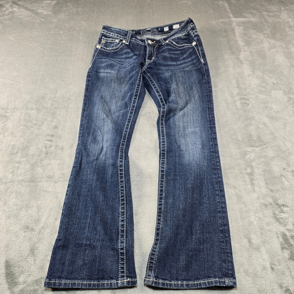 Miss Me Bootcut Jeans Womens 29 Dark Wash Rhinestone Embellished Y2K Bling B - Picture 2 of 13